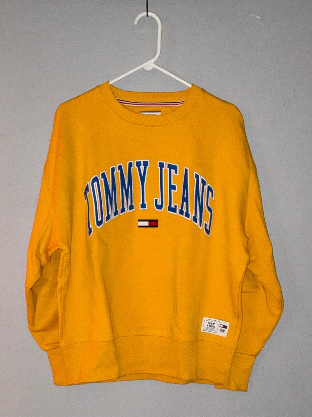 Tommy Hilfiger Bright Yellow Crewneck Sweatshirt with Blue Logo